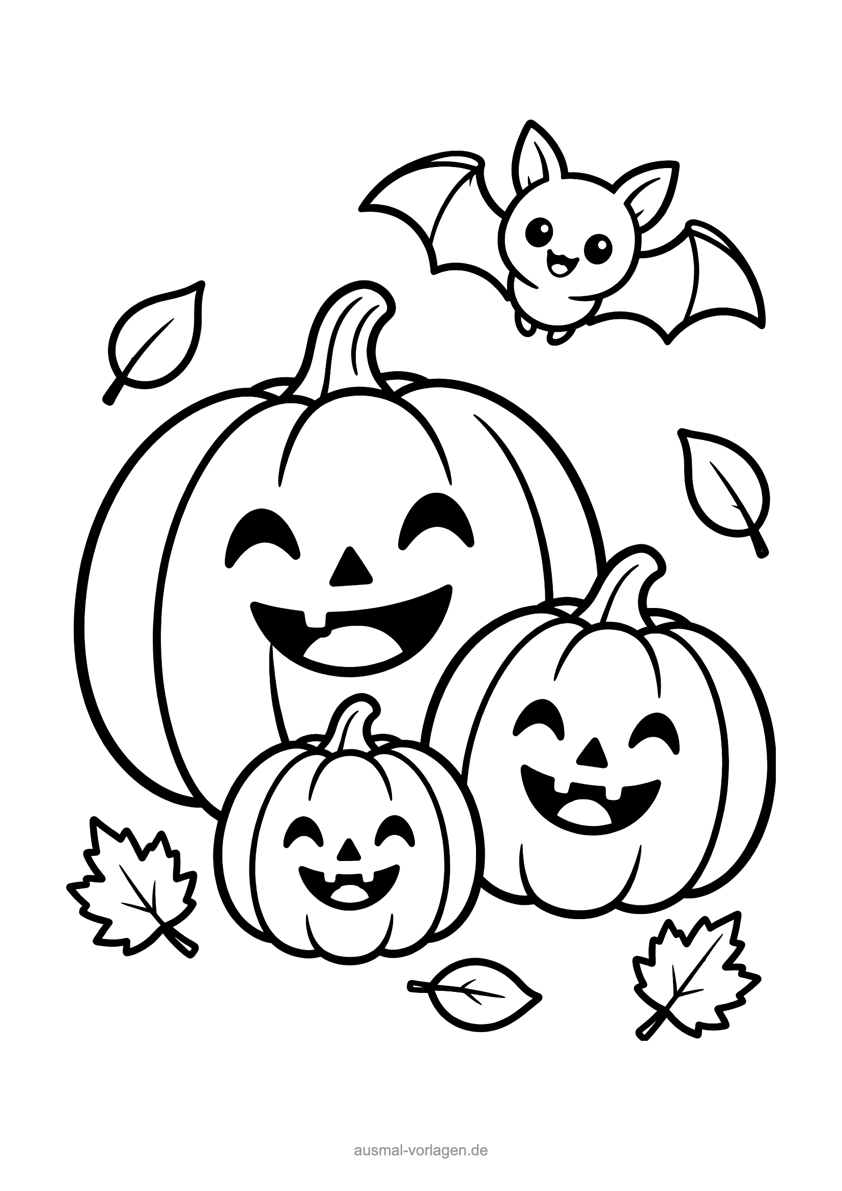 Halloween Kürbisse Ausmalbild